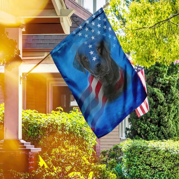 Garden Flag Black Labrador Dog Stars & Stripes, Canine Patriot, 12x18 POLE NOT INCLUDED