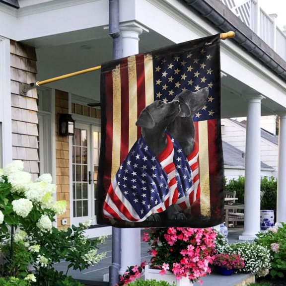 Garden Flag Black Labrador Retrievers, Pet Portrait, 12x18 POLE NOT INCLUDED