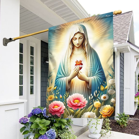 Garden Flag Blessed Virgin Mother Mary, Catholic Religious, 12x18 POLE NOT INCLUDED