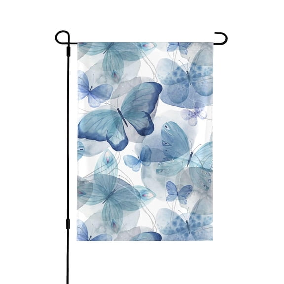 Garden Flag Blue Butterflies Flag Outdoor Seasonal Decoration, 12x18 POLE NOT INCLUDED