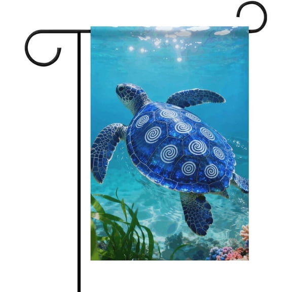 Garden Flag Blue Turtle Sea Double Sided 12x18 Inch Vintage Funny Spring Outdoor Flag Double Sided Farmhouse Yard Banner for Patio Lawn House Holiday Decorations Party Decor