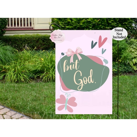 Garden Flag But God Prayer Christian Bible Quote Religious Porch Display, 12x18 POLE NOT INCLUDED