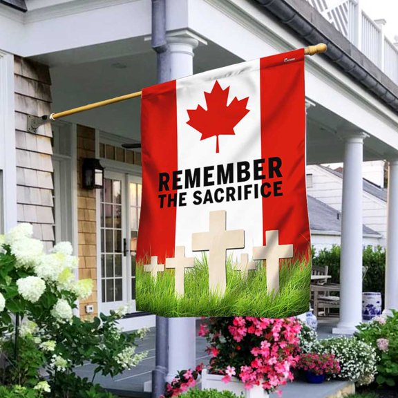 Garden Flag Canada Remembrance Day Remember The Sacrifice, Military, 12x18 POLE NOT INCLUDED