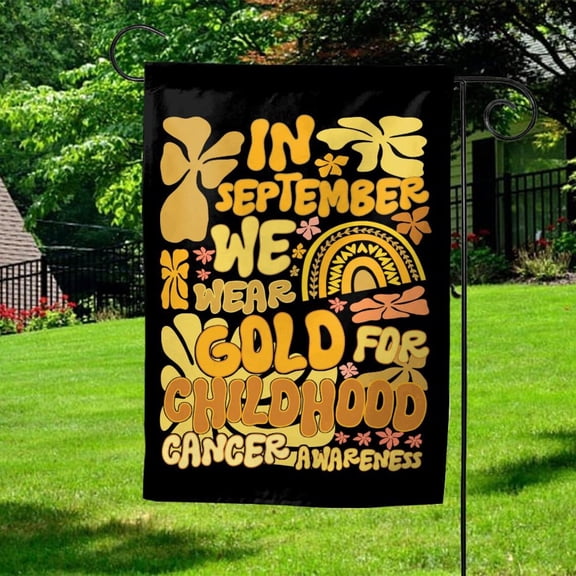Garden Flag Childhood Cancer Awareness Yellow Ribbon Survivor V528, 12x18 POLE NOT INCLUDED