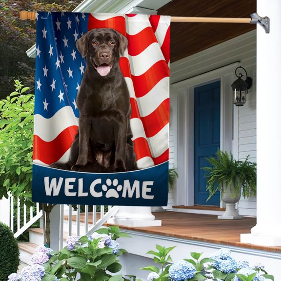 Garden Flag Chocolate Labrador Dog 4th Of july On American, Independence Day, 12x18 POLE NOT INCLUDED
