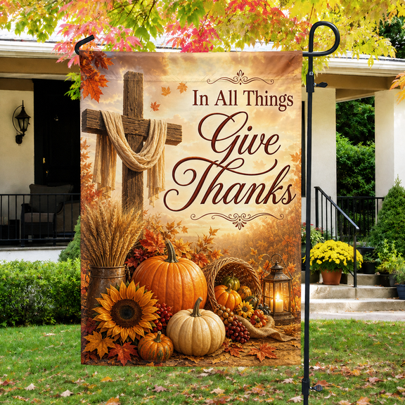 Garden Flag Christian Thanksgiving Scripture Porch Decor for Fall Entryway and Faith Home