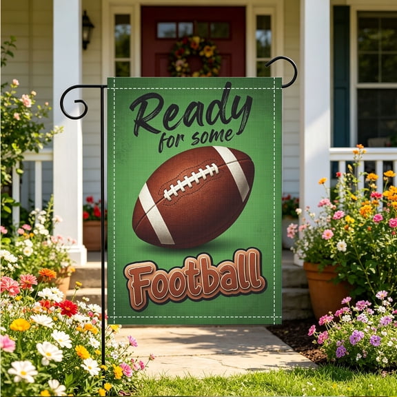 Garden Flag, Classic Game Day American Football Pattern,12x18 Inch,Double Sided Printed,Football Lover Patio Decor,No Flagpole