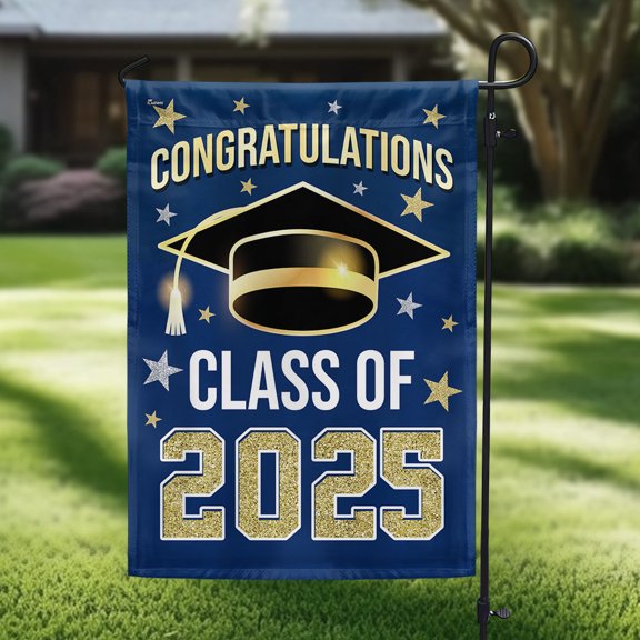 Garden Flag Congratulations Graduate Class of 2025 Senior 2025, Academic Achievement, 12x18 POLE NOT INCLUDED