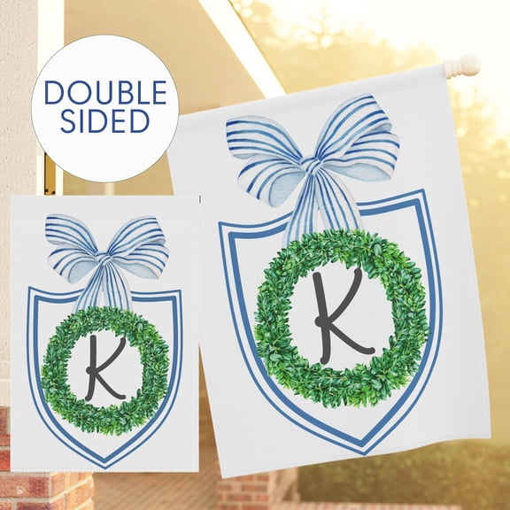 Garden Flag Custom Monogram Flag Initial Wreath Yard Decor V309, 12x18 POLE NOT INCLUDED
