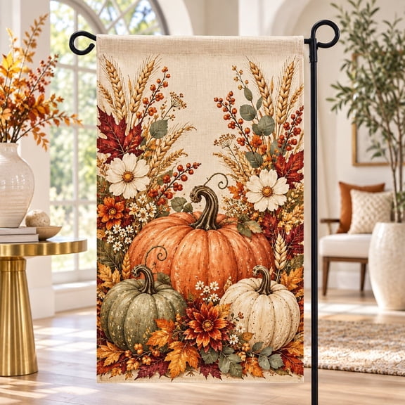 Garden Flag Custom Welcome Fall Pumpkin Harvest Outdoor Yard Decor for Thanksgiving