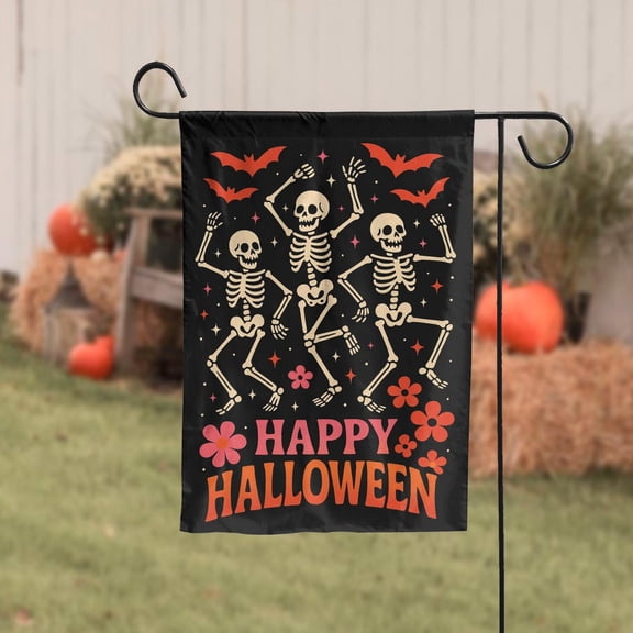 Garden Flag Dancing Skeletons Flag Gothic Party Seasonal Outdoor Decoration, 12x18 POLE NOT INCLUDED