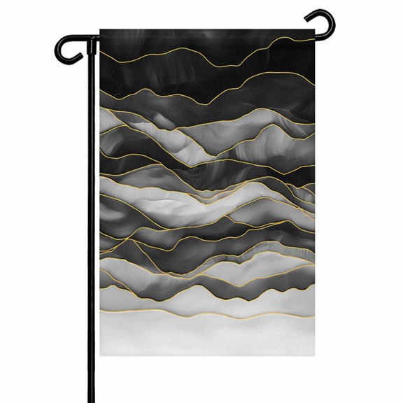 Garden Flag Double-Side Printed House Flag Abstract Beach Wace Yard Flag Geometric Black Welcome Banner Decor Outdoor Holiday Decorations 12*18in