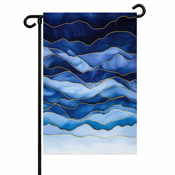 Garden Flag Double-Side Printed House Flag Abstract Beach Wace Yard Flag Geometric Blue Welcome Banner Decor Outdoor Holiday Decorations 12*18in