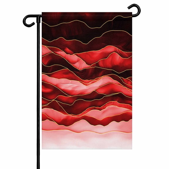 Garden Flag Double-Side Printed House Flag Abstract Beach Wace Yard Flag Geometric Red Black Welcome Banner Decor Outdoor Holiday Decorations 12*18in