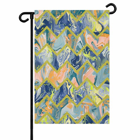 Garden Flag Double-Side Printed House Flag Abstract Mable Yard Flag Geometic Wave Line Welcome Banner Decor Outdoor Holiday Decorations 28*40in