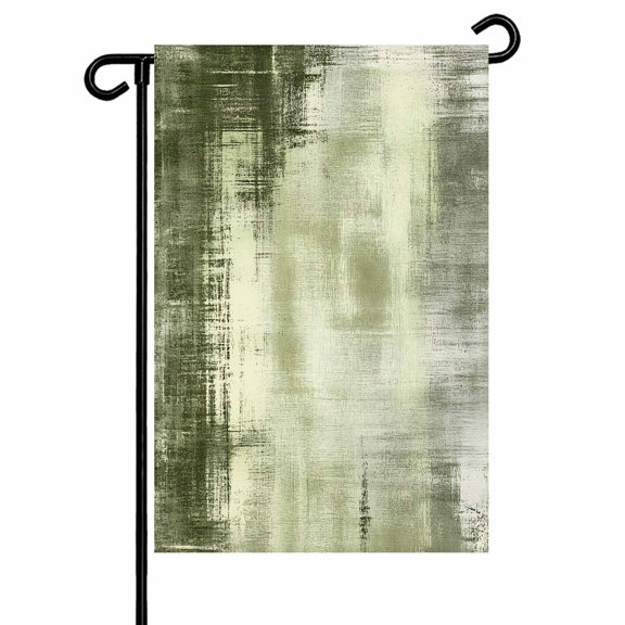 Garden Flag Double-Side Printed House Flag Abstract Paint Art Graffiti Lattice Yard Flag Green Gray Welcome Banner Decor Outdoor Holiday Decorations 28*40in