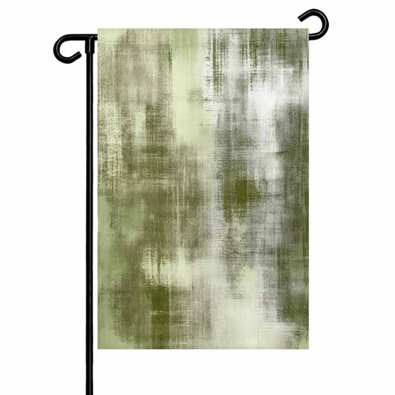 Garden Flag Double-Side Printed House Flag Abstract Paint Art Graffiti Lattice Yard Flag Green White Gray Welcome Banner Decor Outdoor Holiday Decorations 28*40in