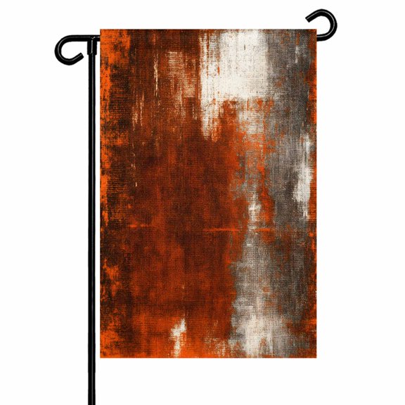 Garden Flag Double-Side Printed House Flag Abstract Paint Art Graffiti Lattice Yard Flag Red Gray White Welcome Banner Decor Outdoor Holiday Decorations 28*40in