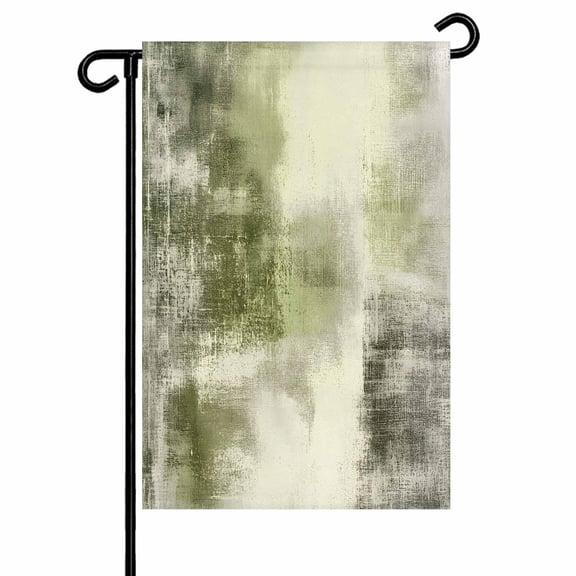 Garden Flag Double-Side Printed House Flag Abstract Paint Art Graffiti Lattice Yard Flag White Green Welcome Banner Decor Outdoor Holiday Decorations 12*18in