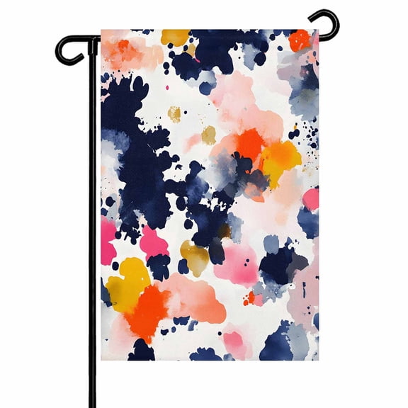 Garden Flag Double-Side Printed House Flag Abstract Splash Yard Flag Graffiti Modern Art Welcome Banner Decor Outdoor Holiday Decorations 12*18in