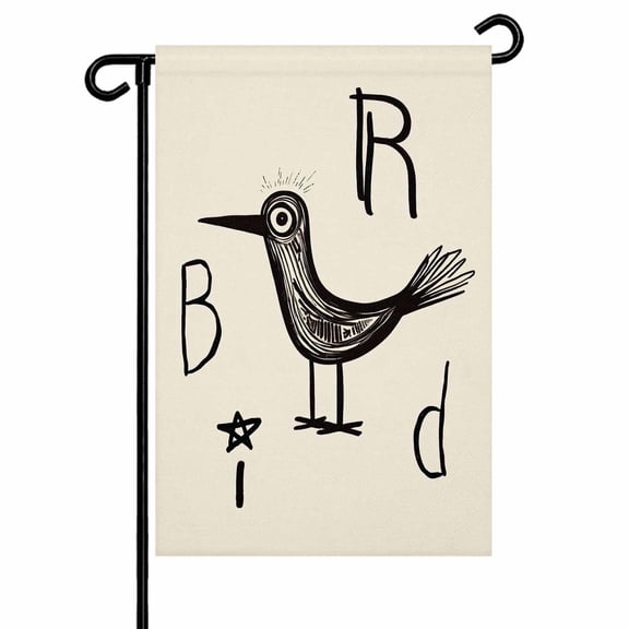 Garden Flag Double-Side Printed House Flag Bird Letter Yard Flag Graffiti Animals Welcome Banner Decor Outdoor Holiday Decorations 12*18in
