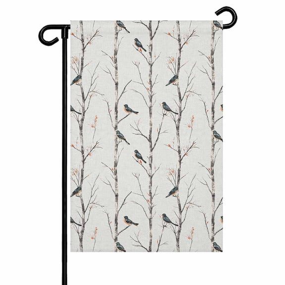 Garden Flag Double-Side Printed House Flag Birds on Tree Branch Yard Flag Tree Leaf Welcome Banner Decor Outdoor Holiday Decorations 12*18in
