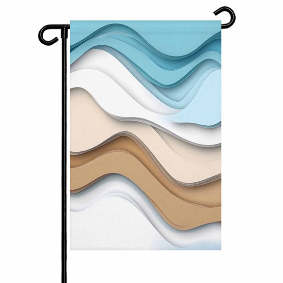 Garden Flag Double-Side Printed House Flag Blue Brown Yard Flag Abstract Water Ripple Welcome Banner Decor Outdoor Holiday Decorations 12*18in