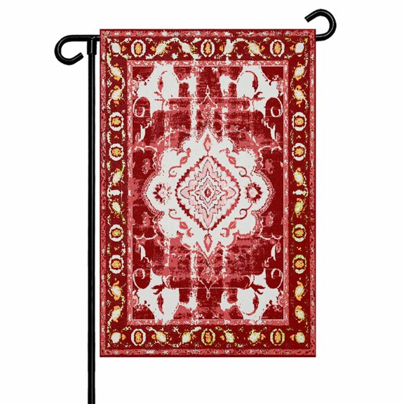 Garden Flag Double-Side Printed House Flag Boho Bohemia Yard Flag Tribal Vintage Rustic Abstract Red Welcome Banner Decor Outdoor Holiday Decorations 12*18in