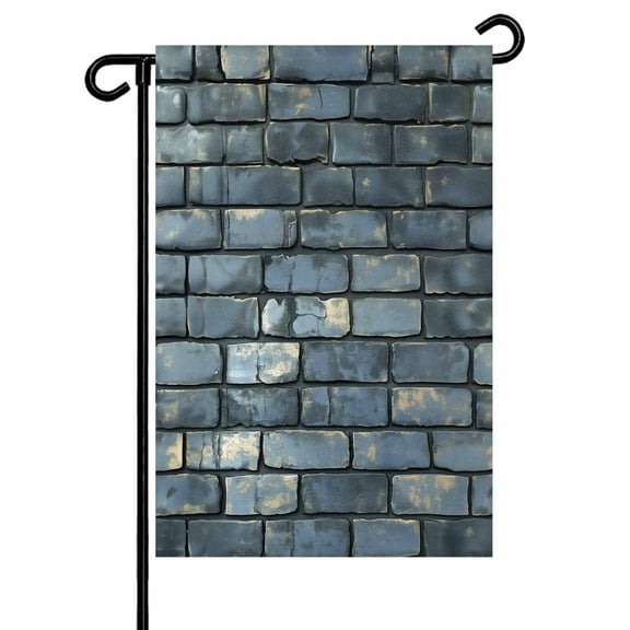Garden Flag Double-Side Printed House Flag Brick Wall Yard Flag Vintage Theme Stone Brick Welcome Banner Decor Outdoor Holiday Decorations 12*18in