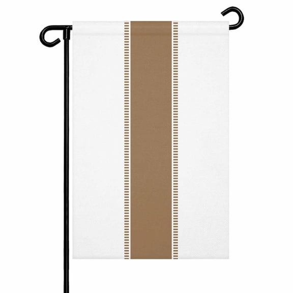 Garden Flag Double-Side Printed House Flag Brown Stripe Yard Flag Farmhouse Welcome Banner Decor Outdoor Holiday Decorations 28*40in