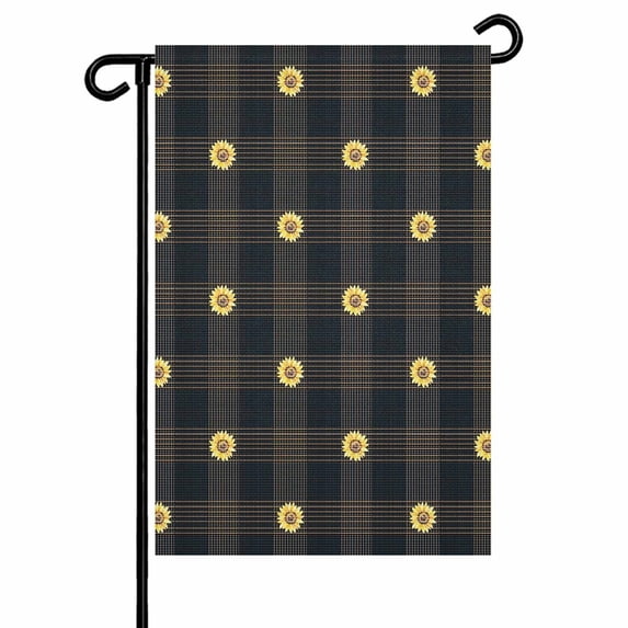 Garden Flag Double-Side Printed House Flag Buffalo Plaid Yard Flag Sunflower Floral Welcome Banner Decor Outdoor Holiday Decorations 12*18in