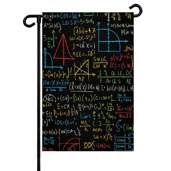 Garden Flag Double-Side Printed House Flag Cartoon Math Number Yard Flag Geometric Welcome Banner Decor Outdoor Holiday Decorations 12*18in