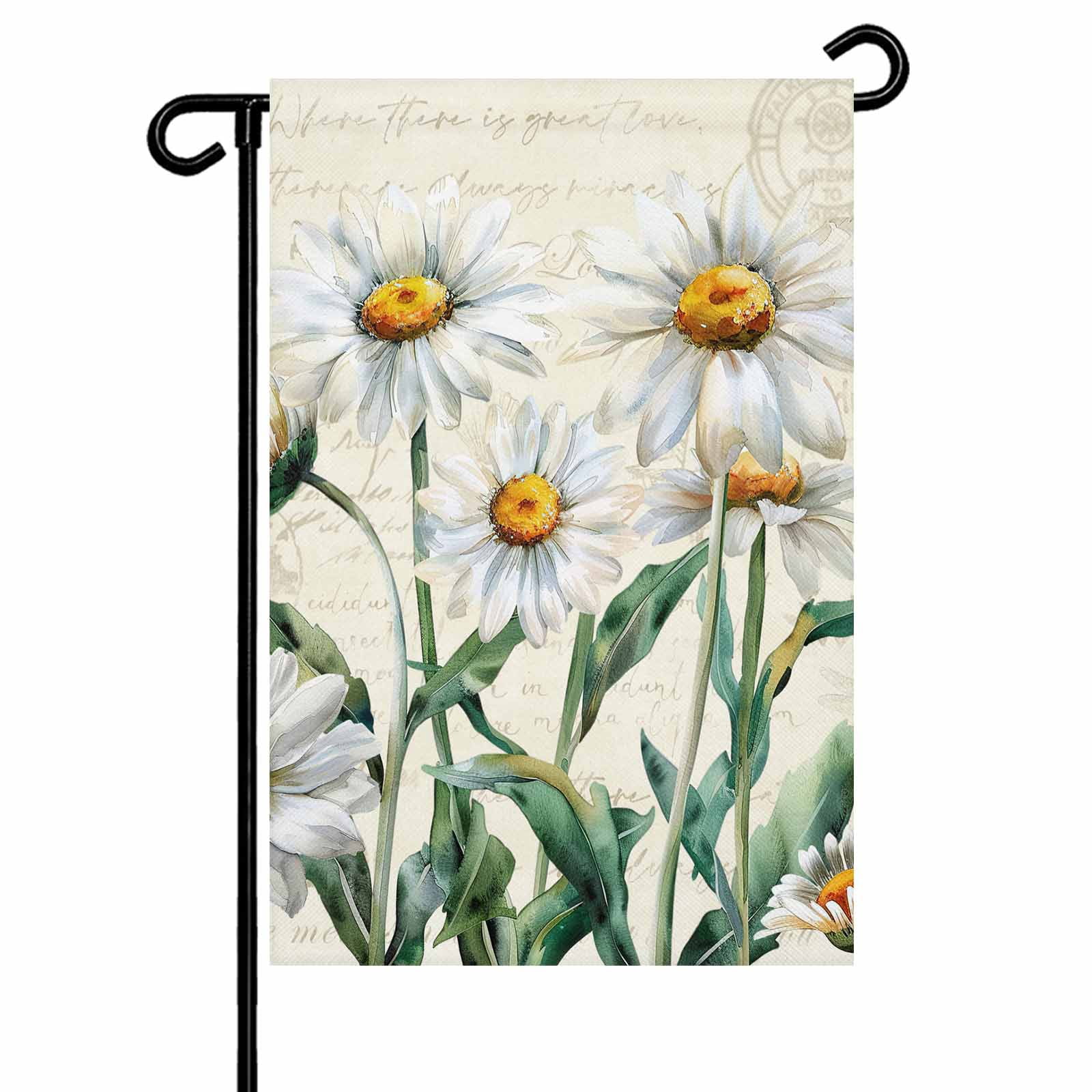 Garden Flag Double-Side Printed House Flag Daisy Floral Yard Flag Farmhouse Vintage Flower Welcome Banner Decor Outdoor Holiday Decorations 28*40in