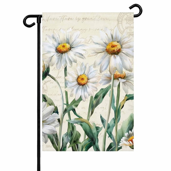 Garden Flag Double-Side Printed House Flag Daisy Floral Yard Flag Farmhouse Vintage Flower Welcome Banner Decor Outdoor Holiday Decorations 28*40in
