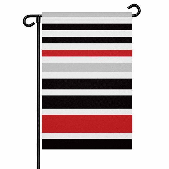 Garden Flag Double-Side Printed House Flag Geometric Pattern Yard Flag Black Red Stripe Welcome Banner Decor Outdoor Holiday Decorations 28*40in