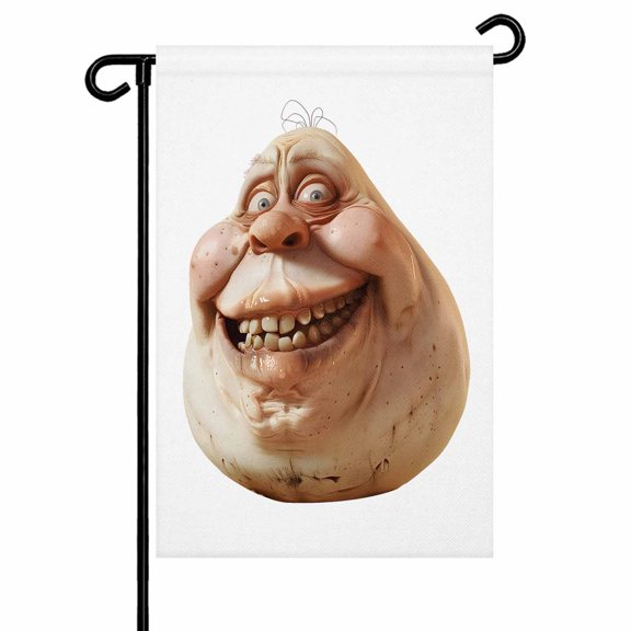Garden Flag Double-Side Printed House Flag Humor Smiling Face Yard Flag Funny Welcome Banner Decor Outdoor Holiday Decorations 12*18in