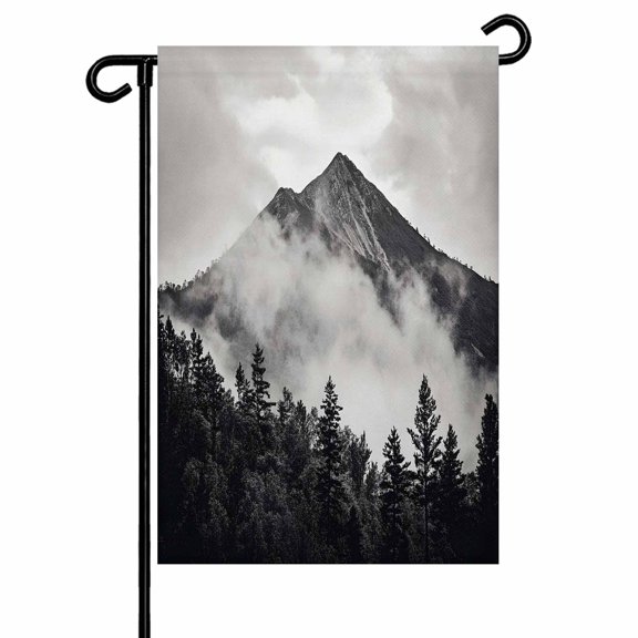 Garden Flag Double-Side Printed House Flag Mountain Forest Yard Flag Black White Welcome Banner Decor Outdoor Holiday Decorations 28*40in