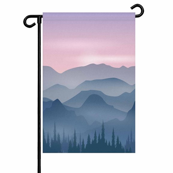 Garden Flag Double-Side Printed House Flag Mountain Landscape Yard Flag Peak Sky Welcome Banner Decor Outdoor Holiday Decorations 28*40in
