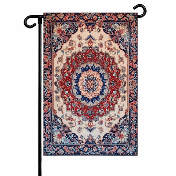 Garden Flag Double-Side Printed House Flag Oriental Medallion Yard Flag Retro Accent Welcome Banner Decor Outdoor Holiday Decorations 12*18in