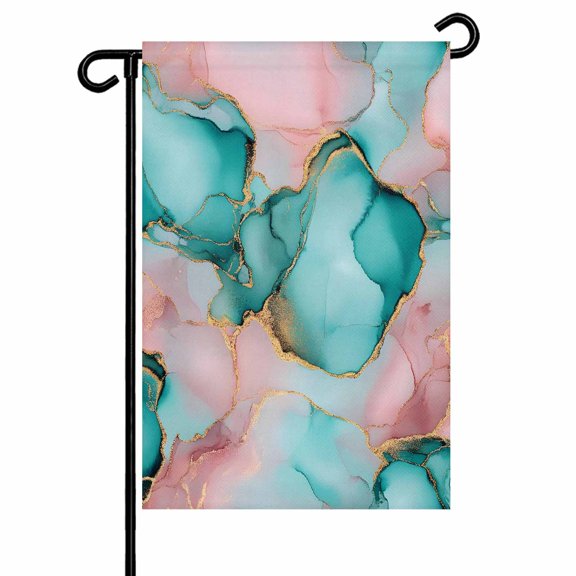 Garden Flag Double-Side Printed House Flag Pink Water Marble Yard Flag Abstract Art Welcome Banner Decor Outdoor Holiday Decorations 28*40in