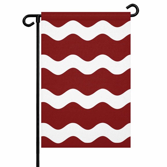 Garden Flag Double-Side Printed House Flag Red and White Stripes Yard Flag Sea Wave Welcome Banner Decor Outdoor Holiday Decorations 12*18in