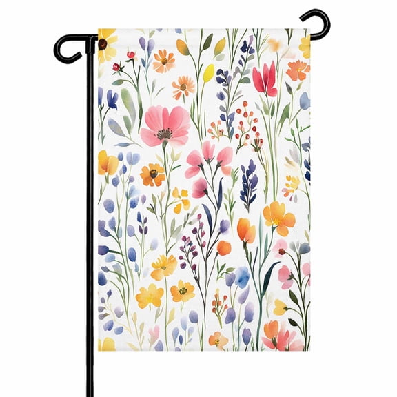 Garden Flag Double-Side Printed House Flag Spring Wildflower Yard Flag Watercolor Flower Welcome Banner Decor Outdoor Holiday Decorations 28*40in