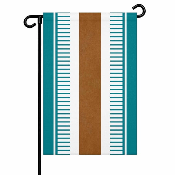 Garden Flag Double-Side Printed House Flag Teal Brown Stripe Yard Flag Boho Style Welcome Banner Decor Outdoor Holiday Decorations 12*18in