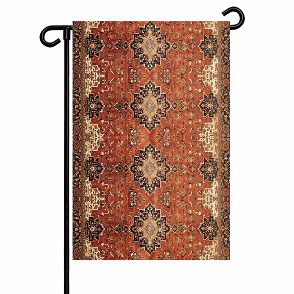 Garden Flag Double-Side Printed House Flag Vintage Turkish Abstract Figure Yard Flag Medieval Ethnic Style Texture Welcome Banner Decor Outdoor Holiday Decorations 12*18in