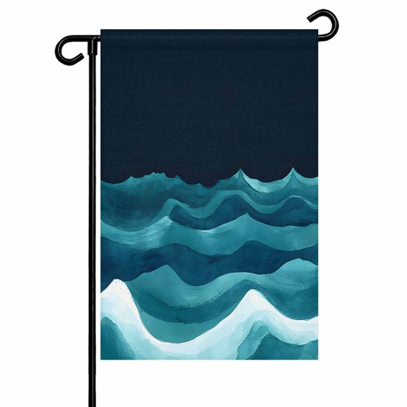 Garden Flag Double-Side Printed House Flag Water Ripple Yard Flag Green Blue Welcome Banner Decor Outdoor Holiday Decorations 12*18in