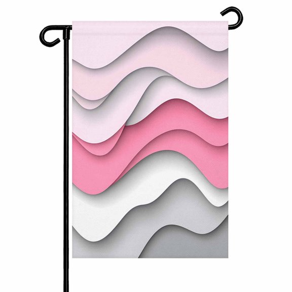 Garden Flag Double-Side Printed House Flag Water Ripple Yard Flag Pink White Gray Welcome Banner Decor Outdoor Holiday Decorations 12*18in