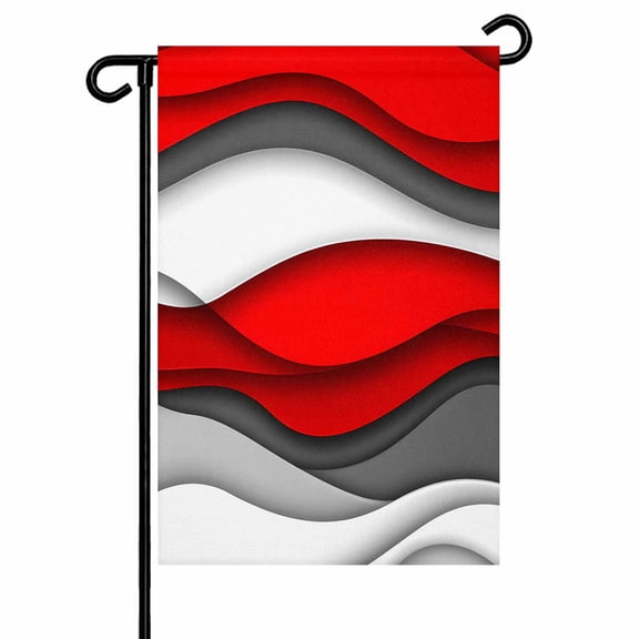 Garden Flag Double-Side Printed House Flag Water Ripple Yard Flag Red White Black Welcome Banner Decor Outdoor Holiday Decorations 12*18in