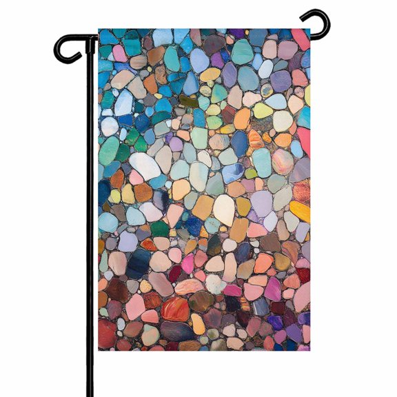 Garden Flag Double-Side Printed House Flag Water Stone Yard Flag Oil Painting Welcome Banner Decor Outdoor Holiday Decorations 12*18in