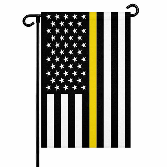Garden Flag Double-Side Printed House Flag Yellow Line USA Security Guards Yard Flag Tow Truck Drivers Welcome Banner Decor Outdoor Holiday Decorations 12*18in
