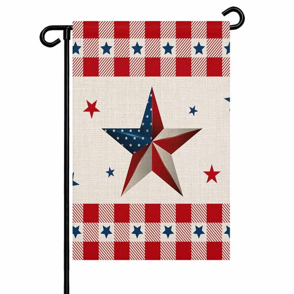Garden Flag Double Sided 12x18in US Flag Welcome Yard Flag for Outside Stars Patriotic Buffalo Check Outdoor Garden Decor for Lawn Patio